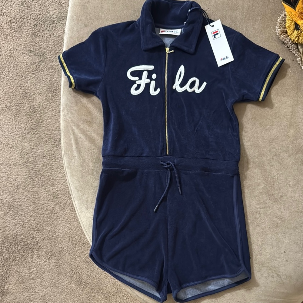 Fila Dark Blue Zip-Up Romper